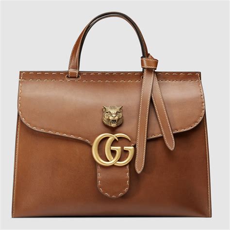 gucci marmont brown leather|gg marmont large shoulder bag.